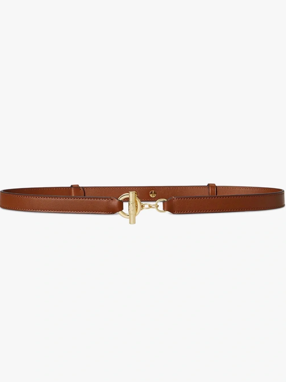 Lauren Ralph Lauren Brown Leather Belt with Gold Toggle